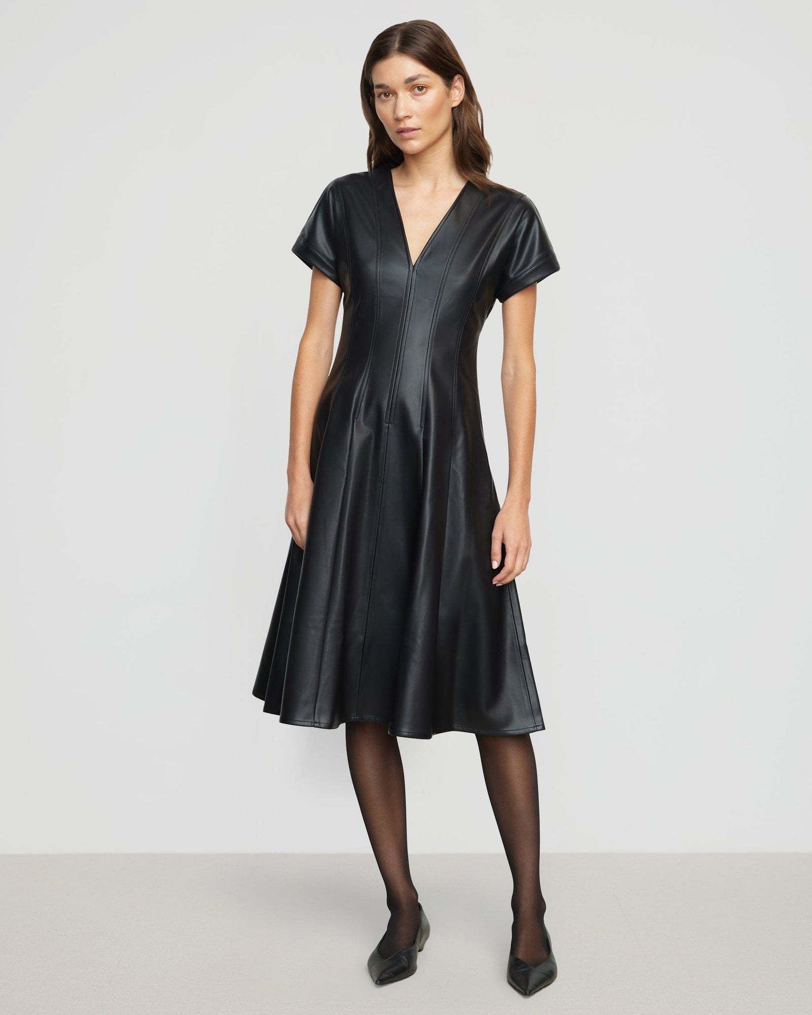 Renée | Ash Leather A-Line Dress in Size Extra Small