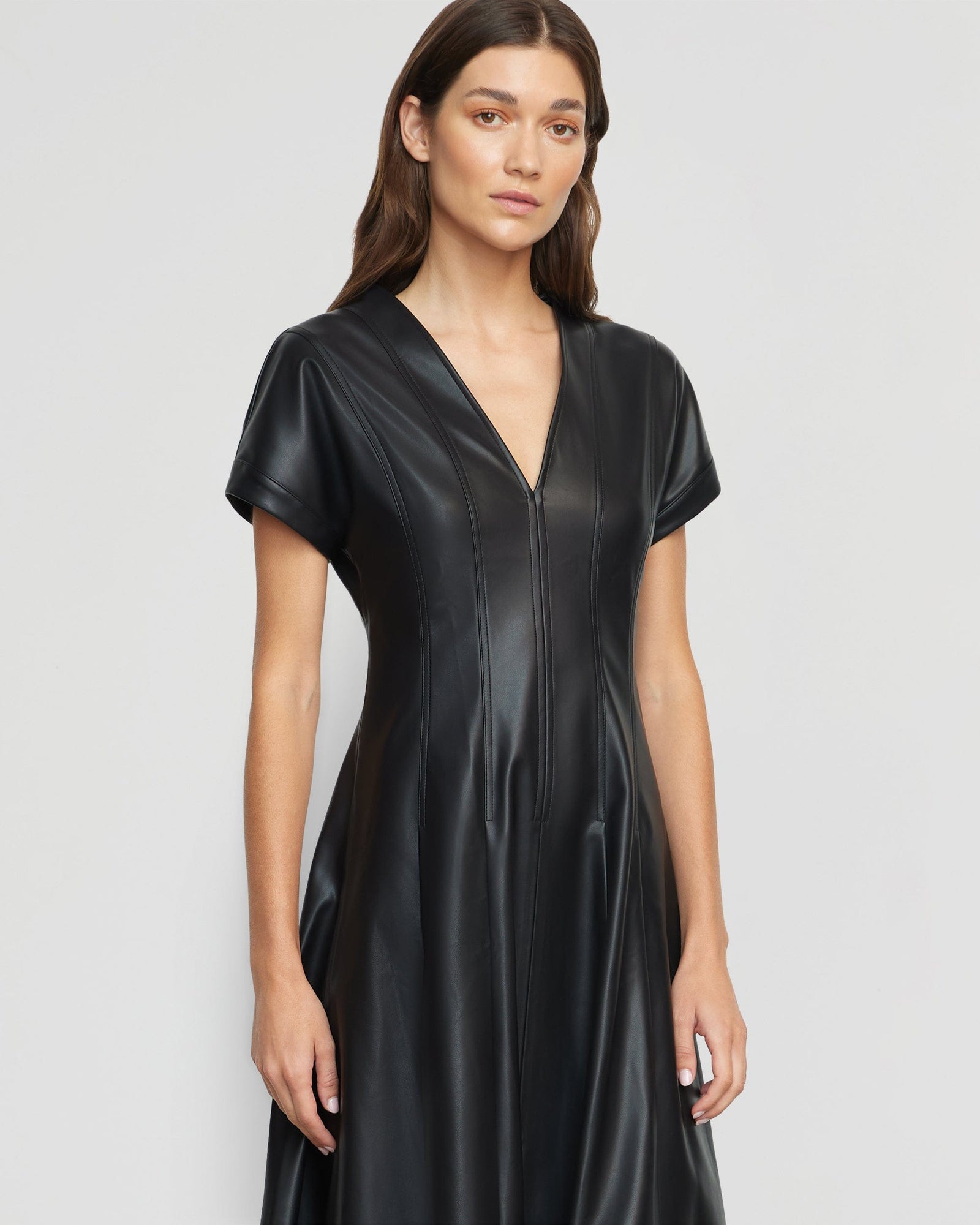 Renée | Ash Leather A-Line Dress in Size Extra Small