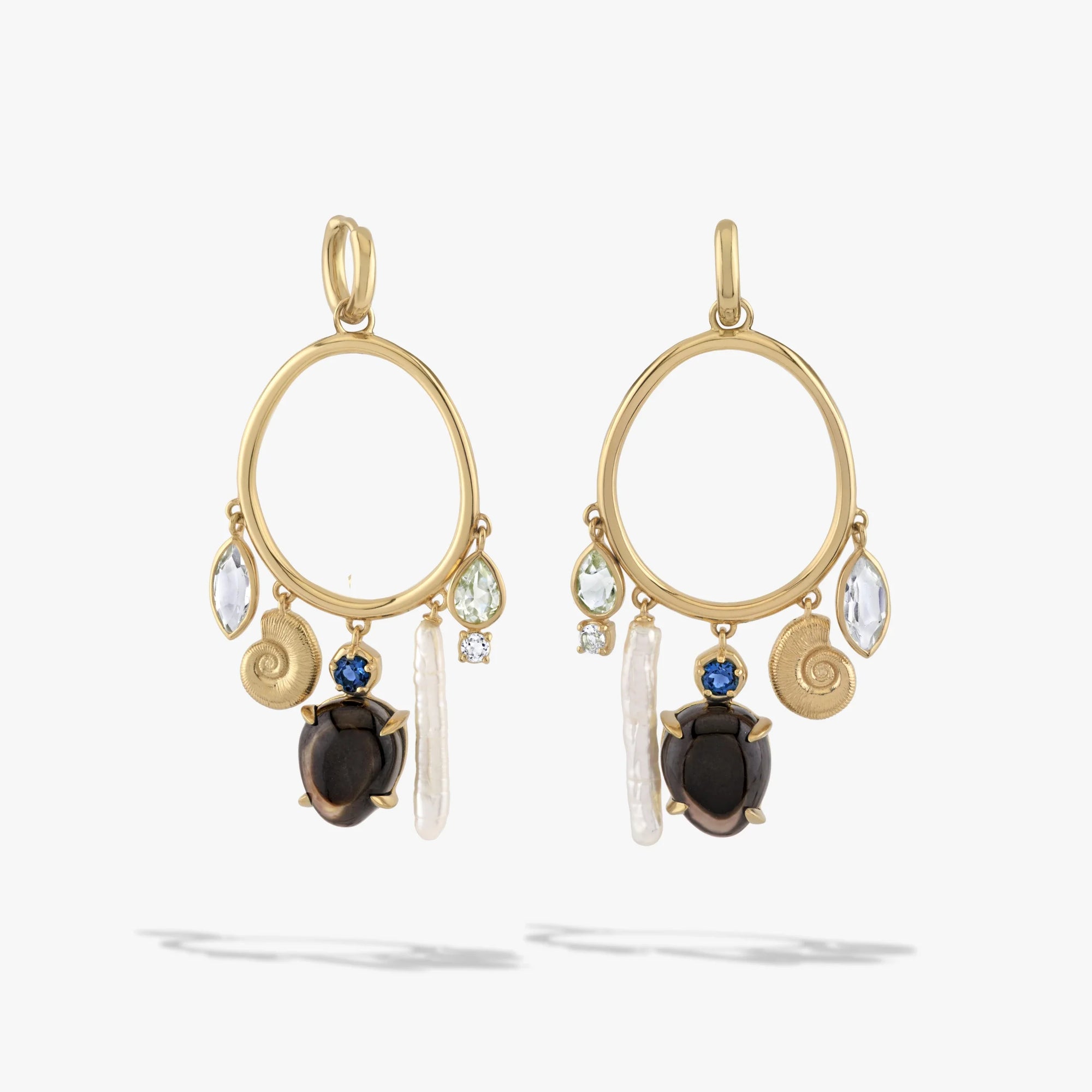 Awe Inspired  Earrings Deep Sea Gemstone Charm Hoops