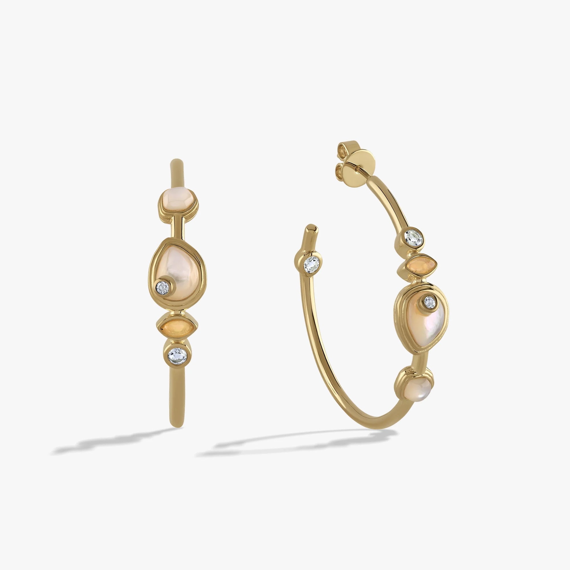 Awe Inspired  Earrings Organic Pearl Gemstone Hoops