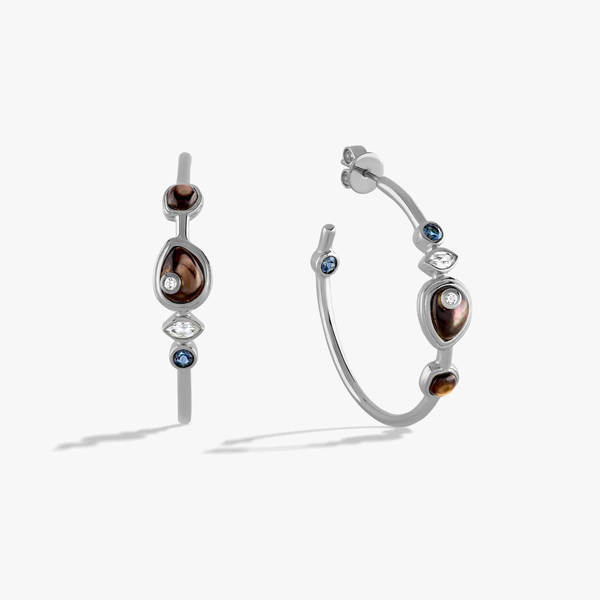 Awe Inspired  Earrings Organic Pearl Gemstone Hoops