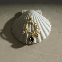 Awe Inspired  Earrings Deep Sea Gemstone Charm Hoops