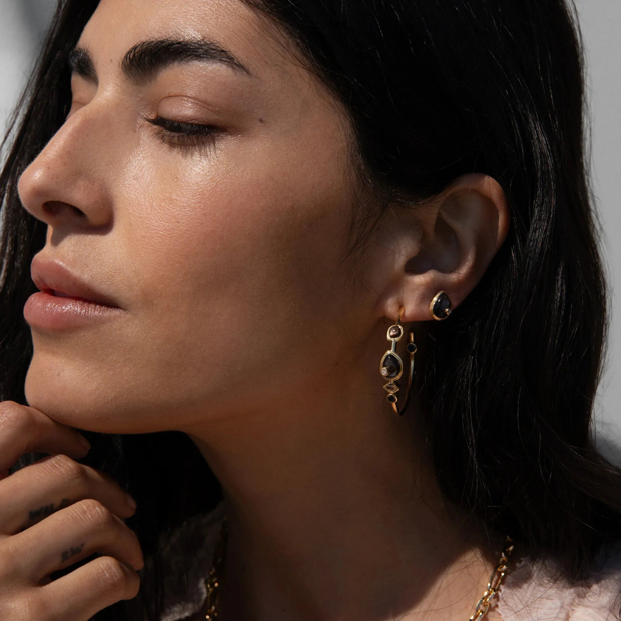 Awe Inspired  Earrings Organic Pearl Gemstone Hoops