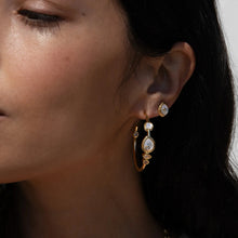 Awe Inspired  Earrings Organic Pearl Gemstone Hoops