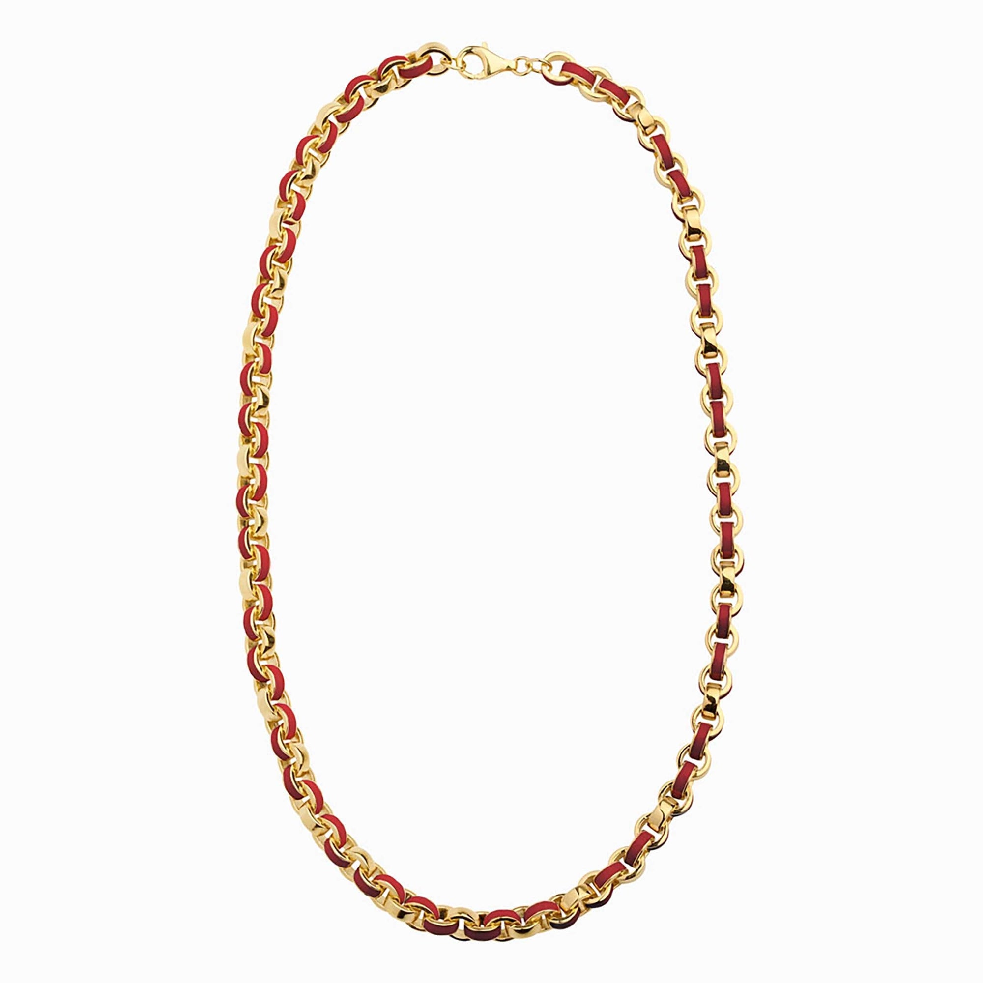 Awe Inspired Necklaces 14K Yellow Gold Vermeil / Red Chunky Colored Enamel Necklace