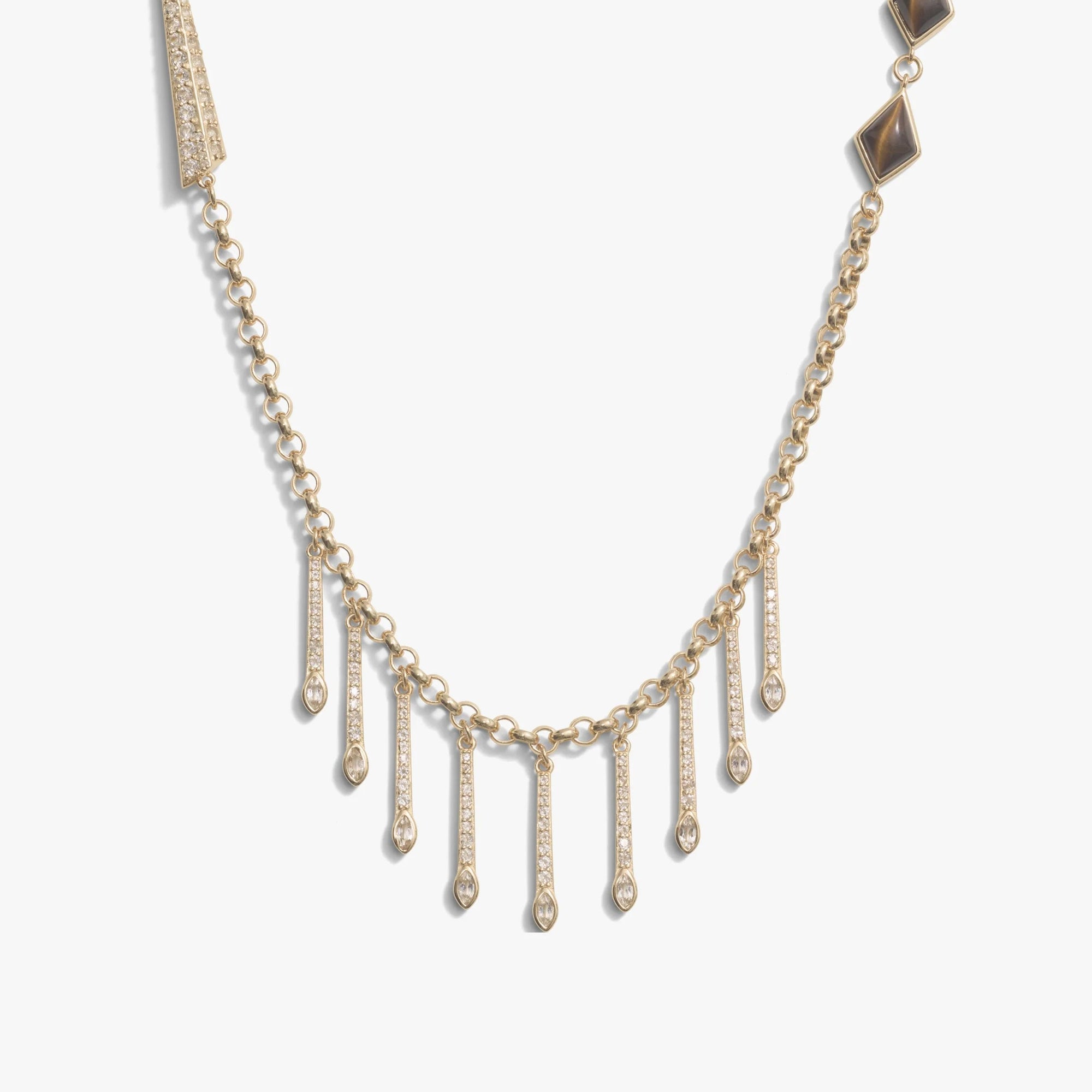 Awe Inspired Necklaces 14K Yellow Gold Vermeil / Tiger's Eye Long Boho Necklace