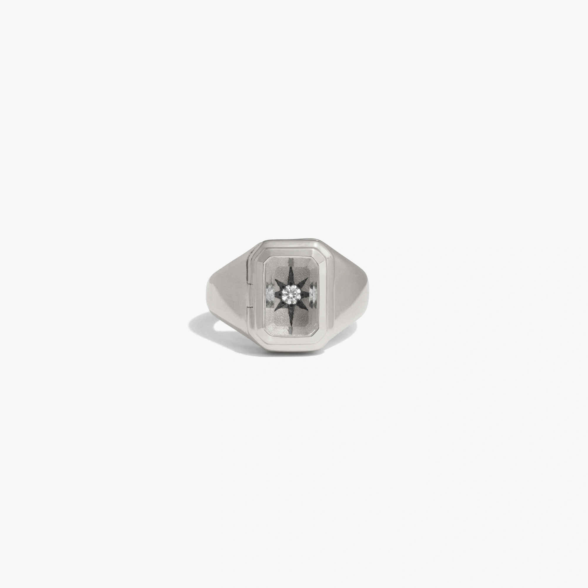 Awe Inspired Rings 925 Sterling Silver / 6 Crystal Photo Locket Ring