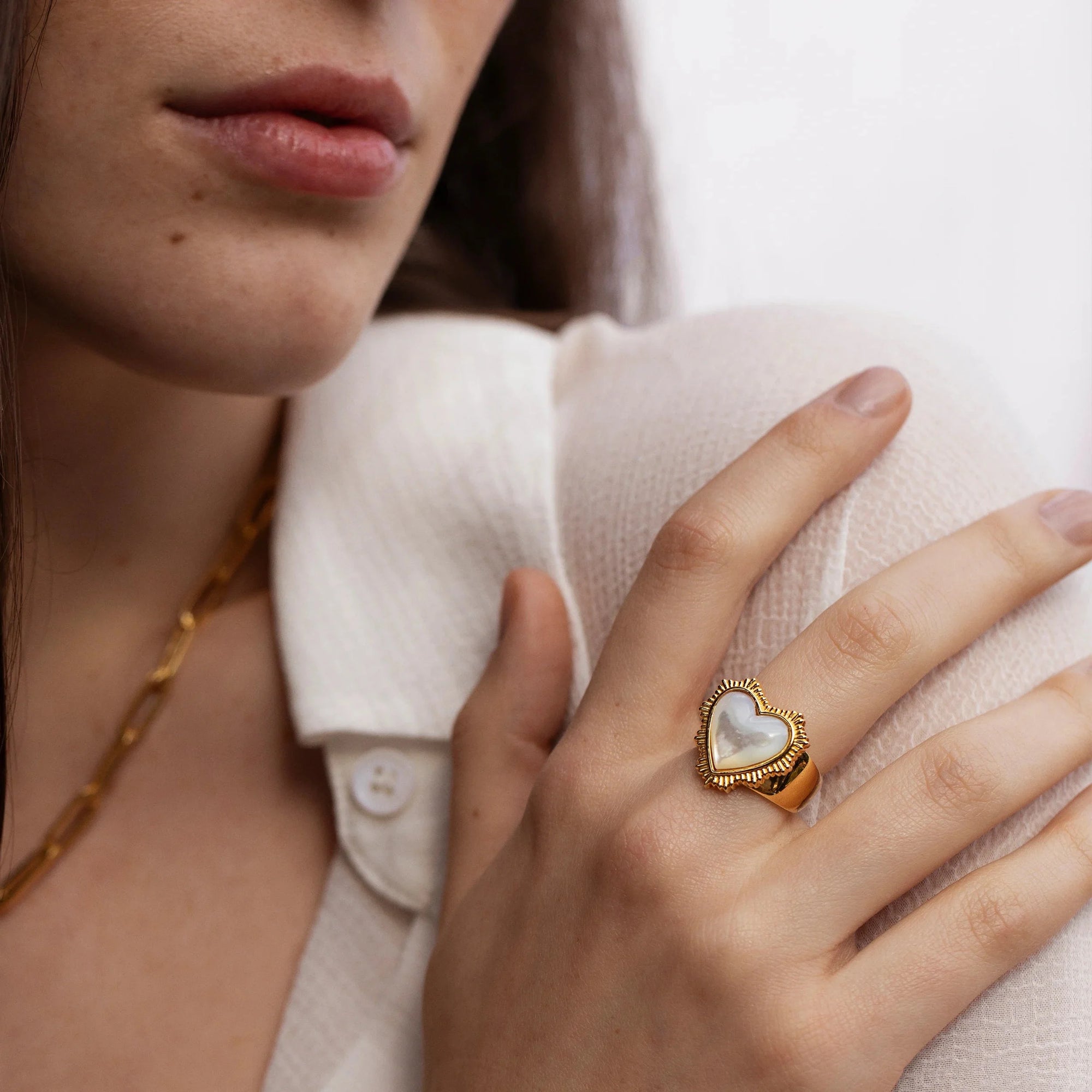 Awe Inspired  Rings Mother of Pearl Radiant Heart Ring