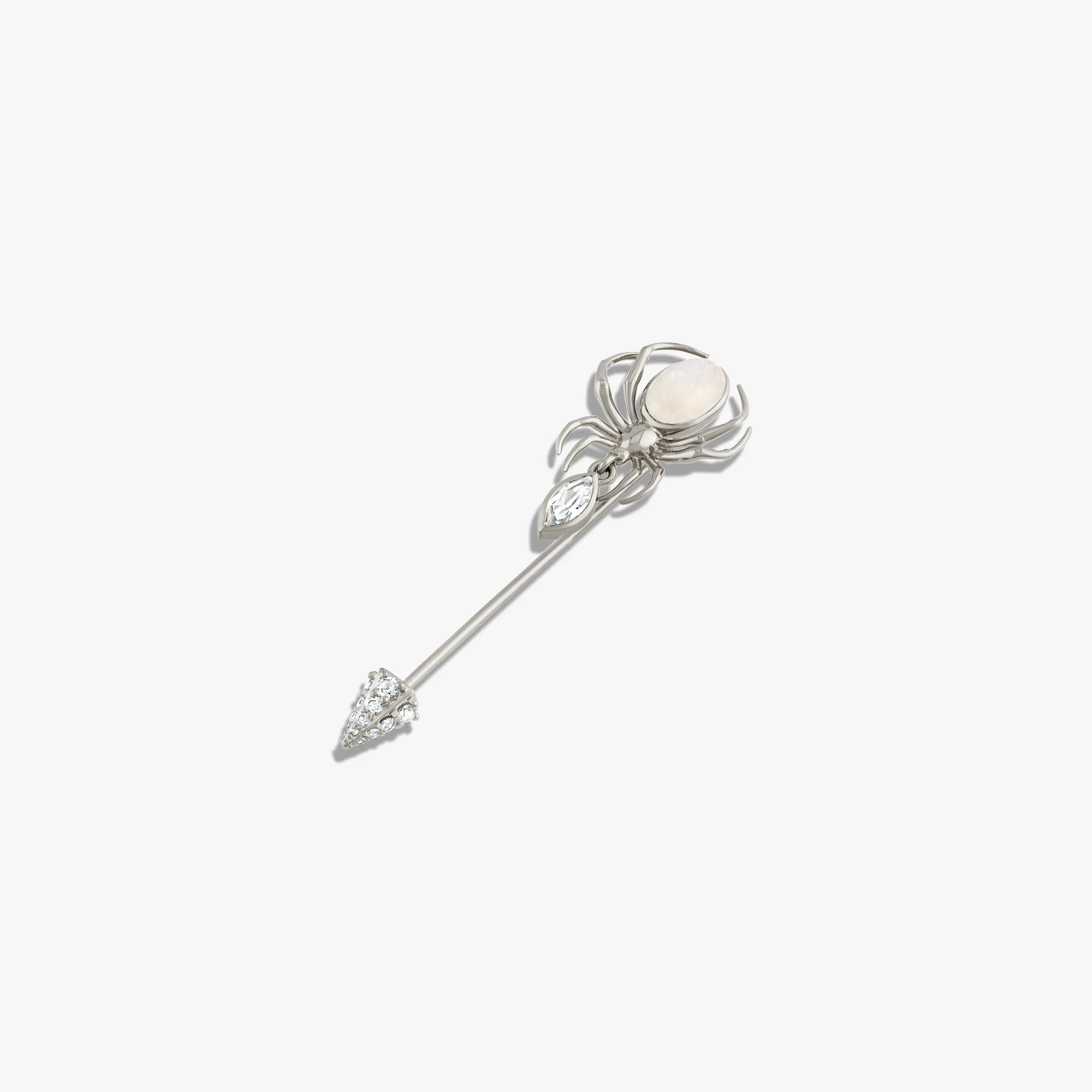 Awe Inspired  Accessories Moonstone Spider Brooch