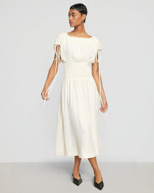 Simone | Ayumi Gathered-Shoulder Dress in Size Small