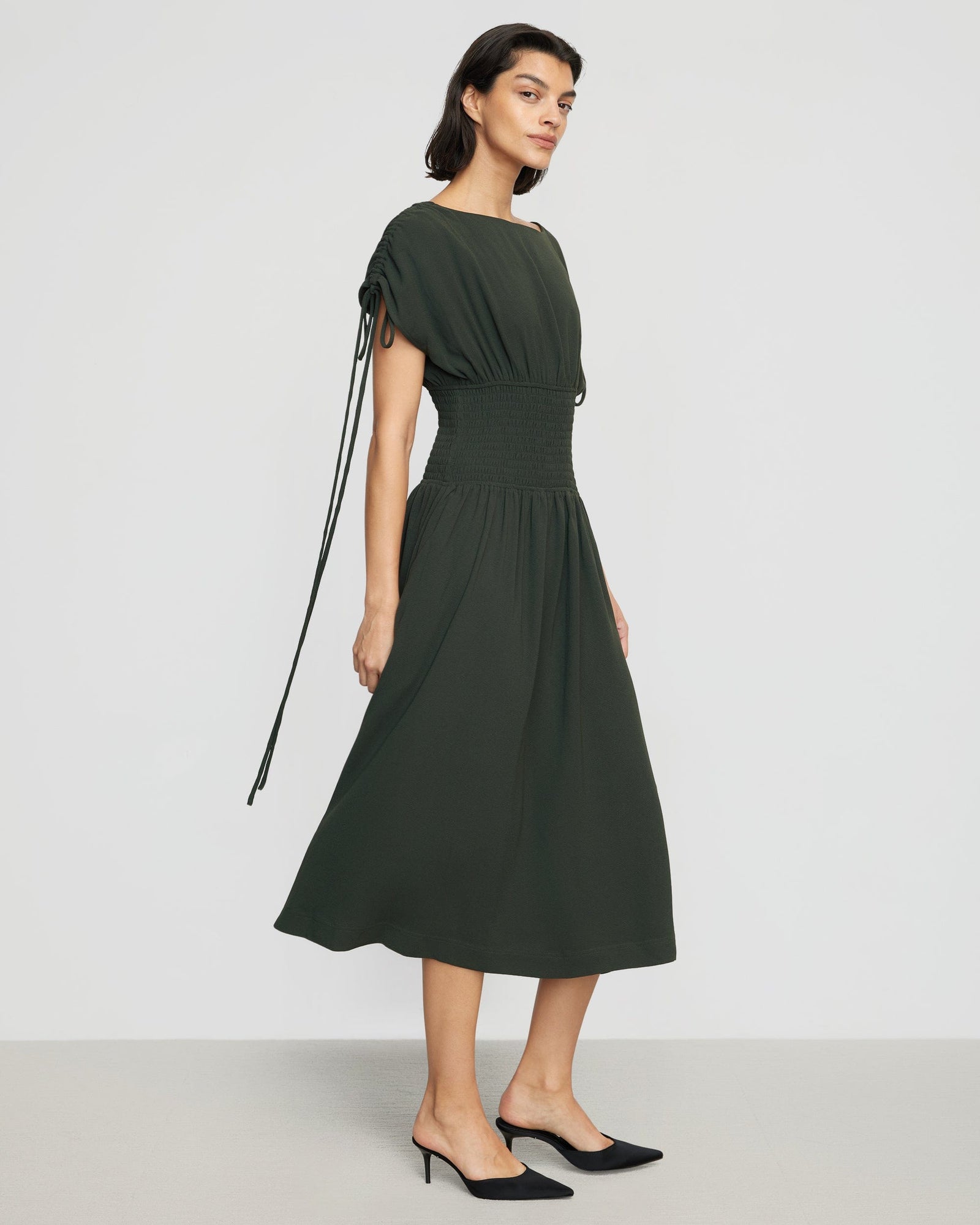 Bianca | Ayumi Gathered-Shoulder Dress in Size Small