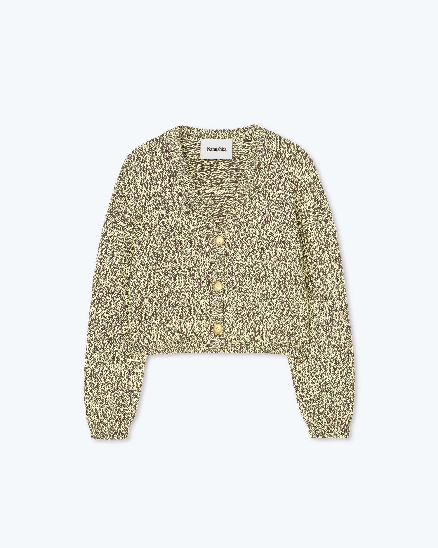 Caliz Cropped Mouline Cardigan | Graphic Lime