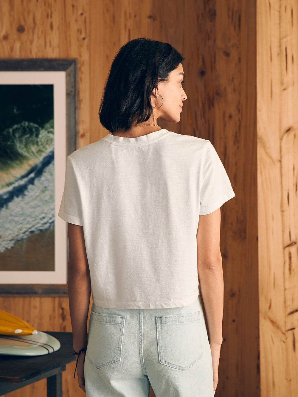 Womens - Sunwashed Cropped Crew Tee | White