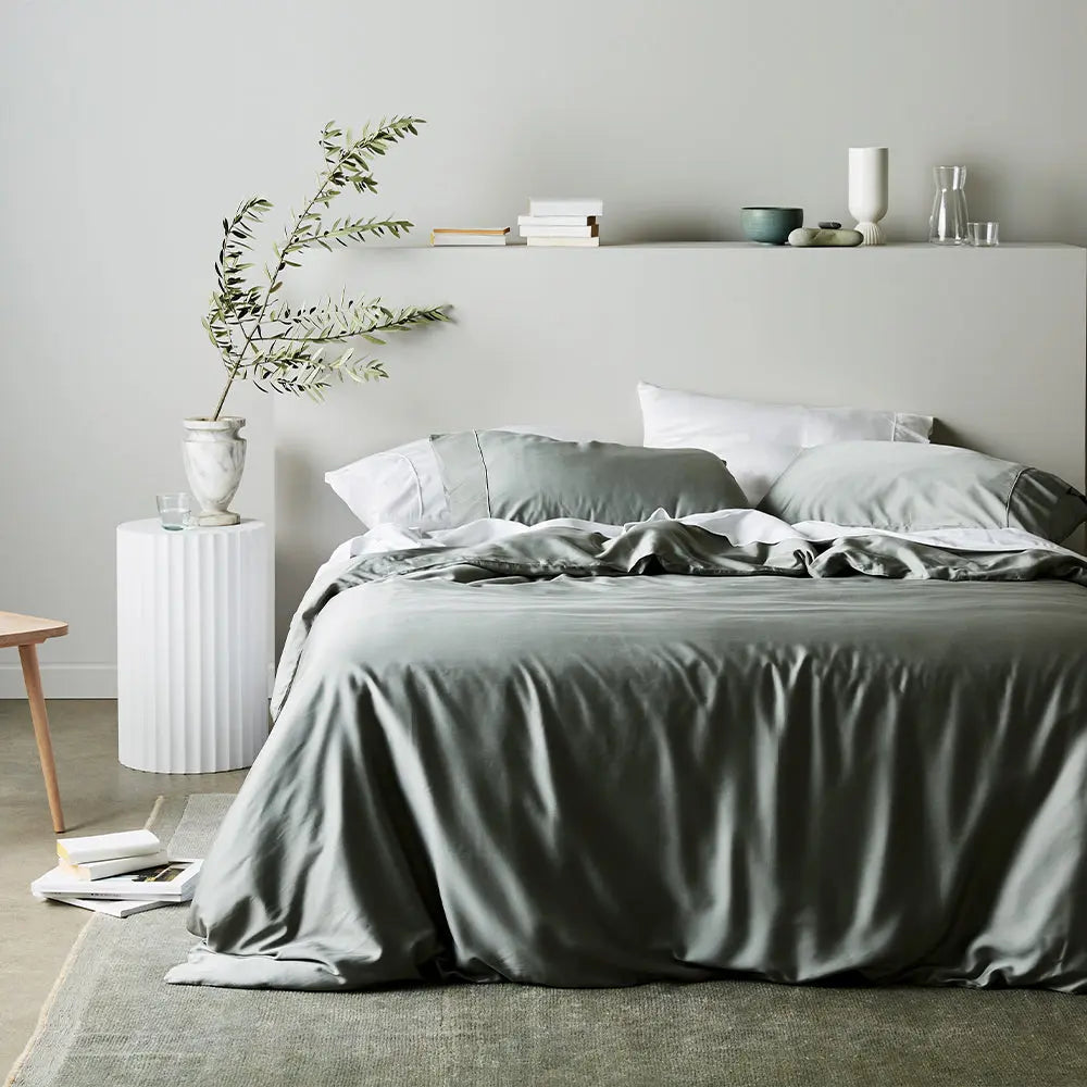 Airy CleanBamboo Sateen+ Duvet Cover | Full Queen | Sage