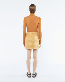 Sila Mesh-Jersey Turtleneck Top | Caramel