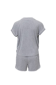 Youth | Malibu Collection Soft Jersey Piped PJ Set | Heather Gray/White