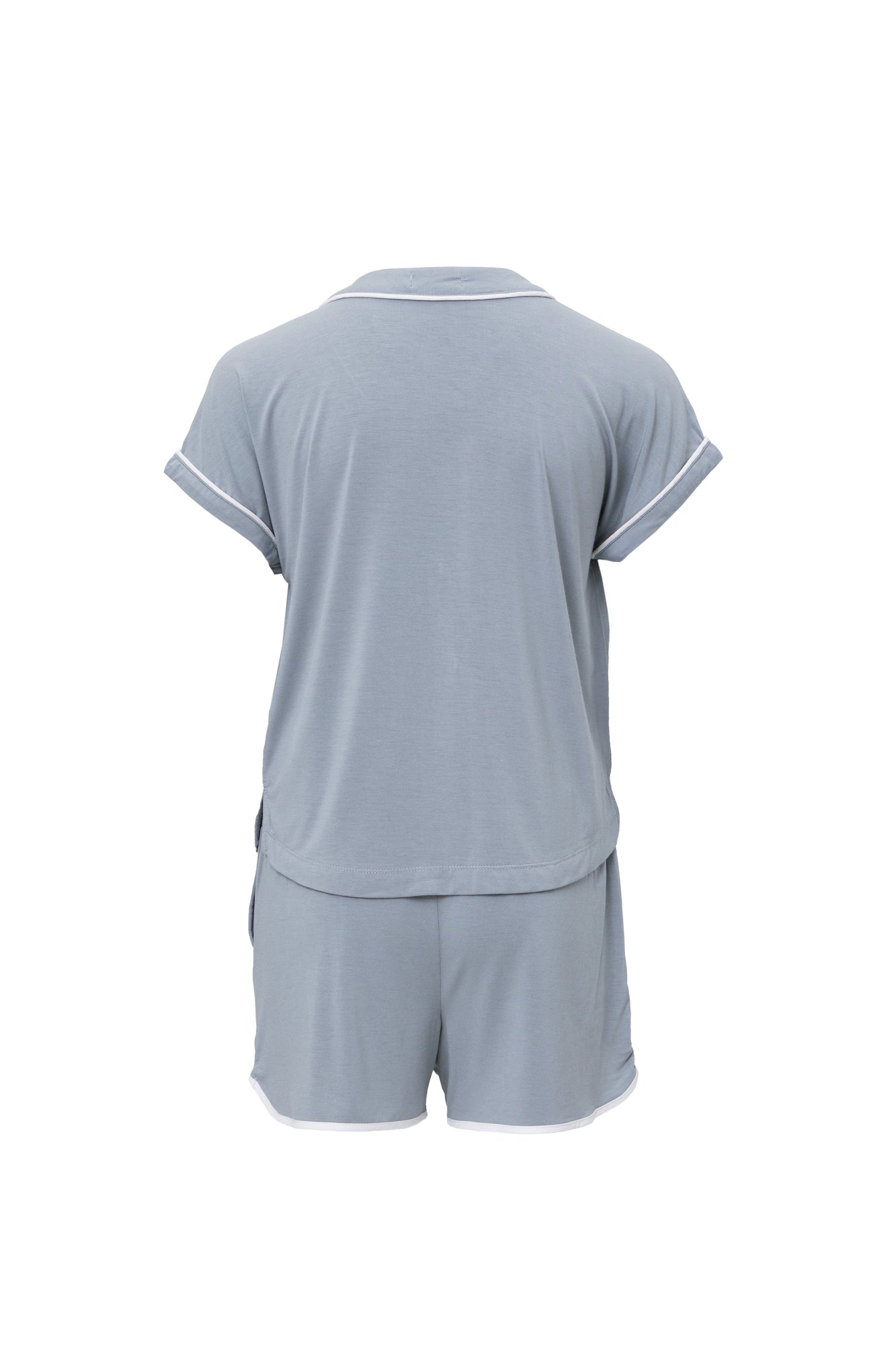 Youth | Malibu Collection Soft Jersey Piped Pj Set | Moonbeam/White