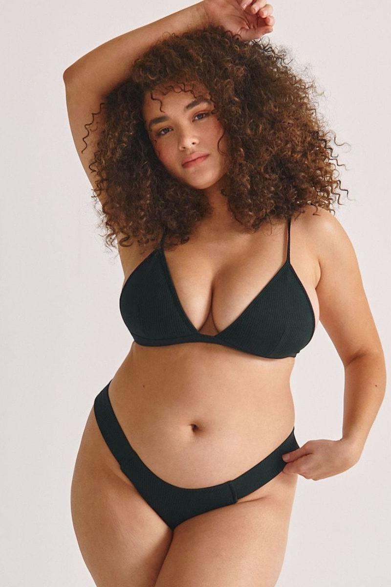 Added Coverage Uno Bikini Bottom | Black Rib