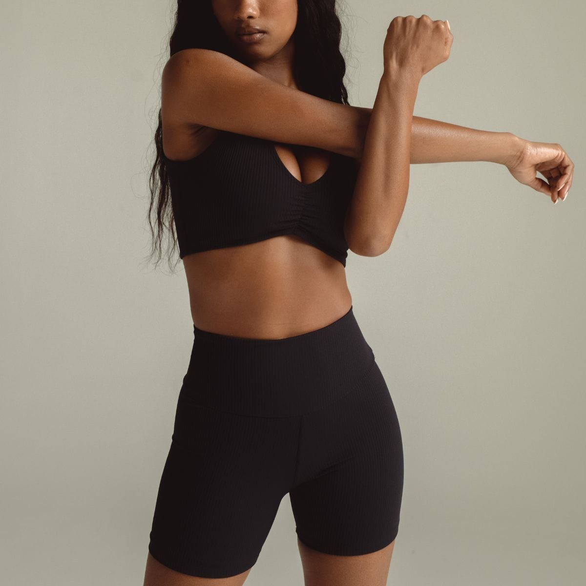 Midi Bike Short | Black Rib