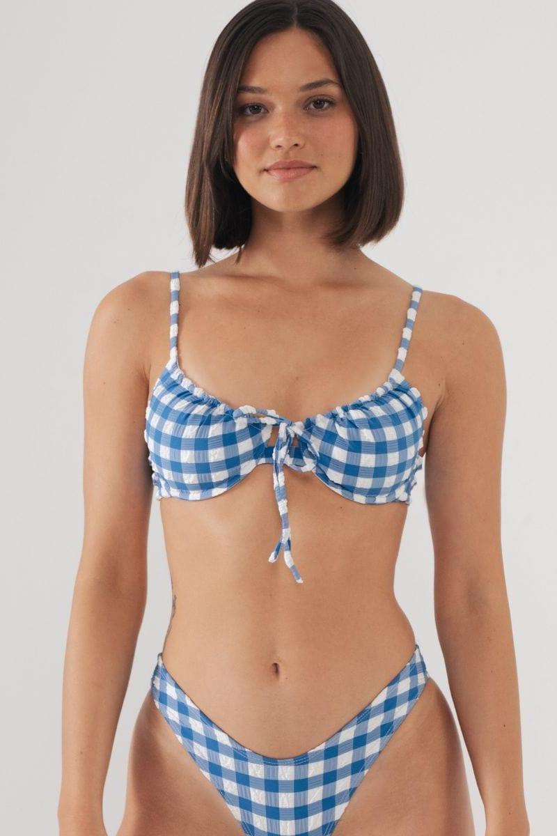 Lucy Bikini Top | Blue Gingham
