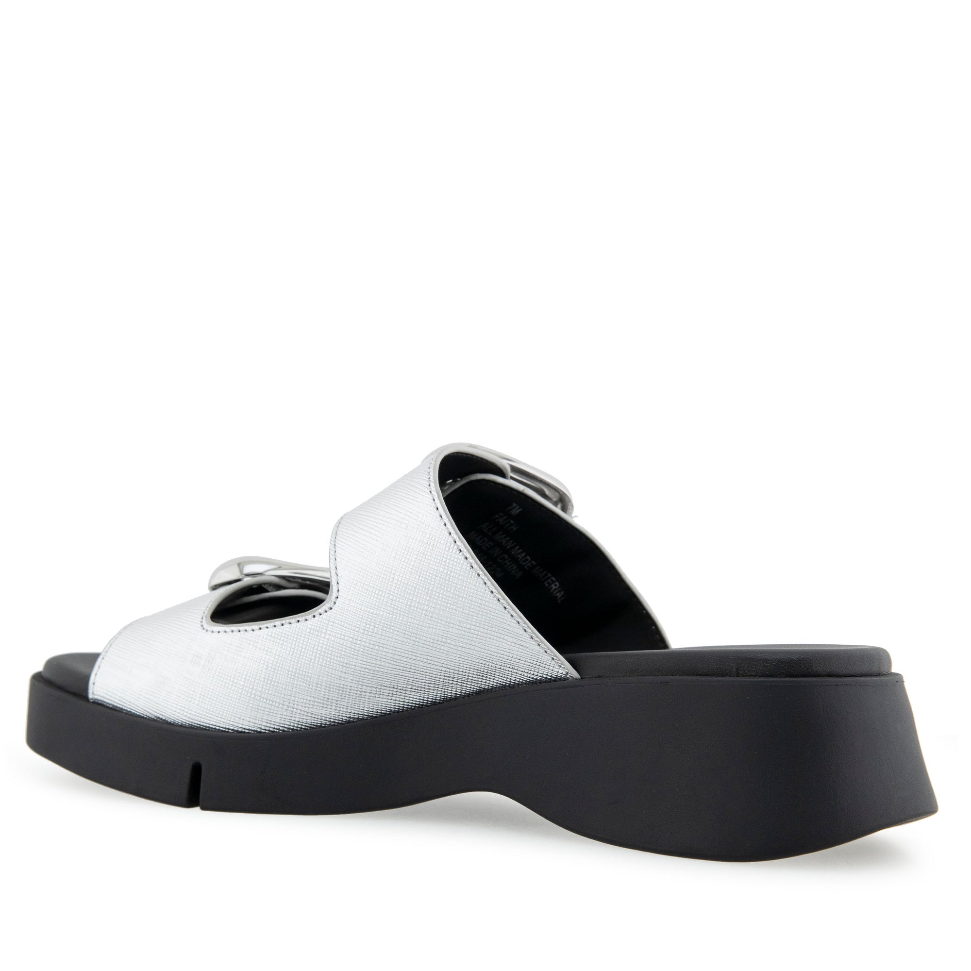 Faith Sandal Sport | Silver Metallic Textured Faux Leather