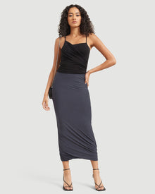 Abby | Brandi Ruched Midi Skirt in Size Small