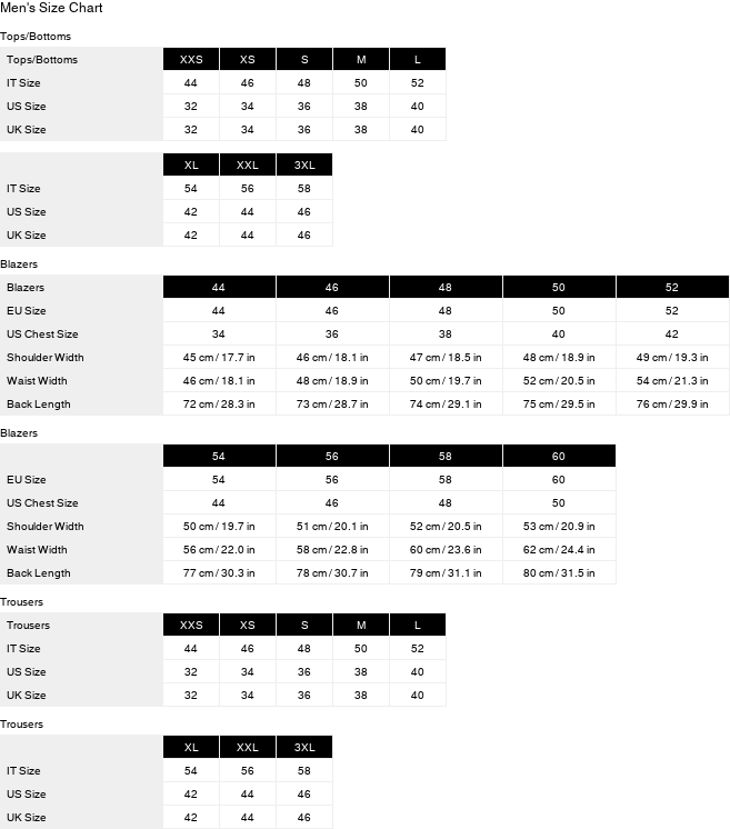 Product size guide