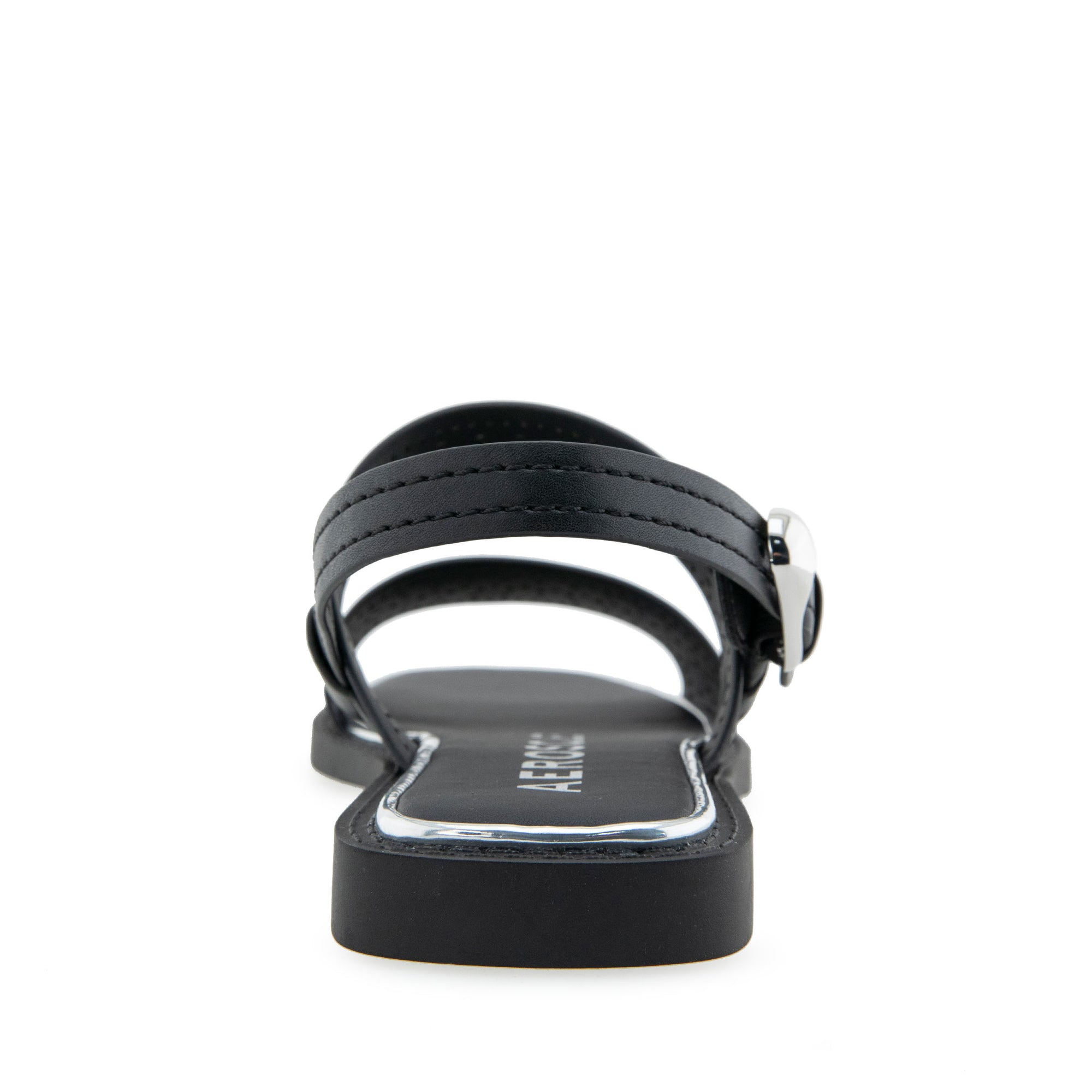 Carole Sandal Flat | Black Perf Faux Leather