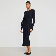 Carmen Tie-Front Ribbed Dress | Navy