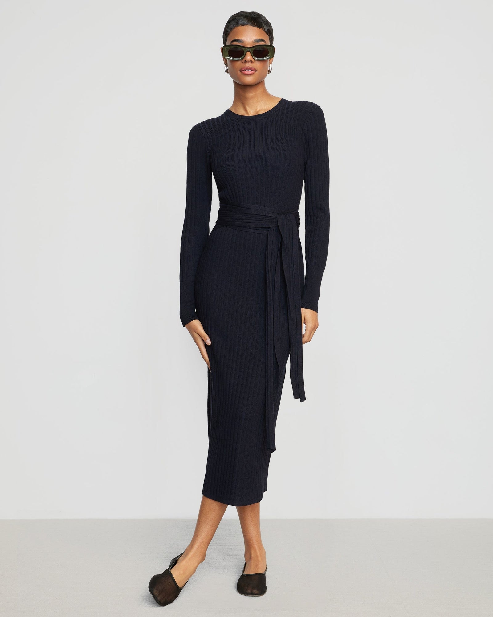 Simone | Carmen Ribbed Long-Sleeve Wrap Dress in Size Small