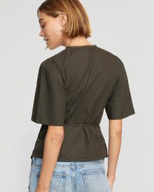 Joanna | Chidi Structured Short-Sleeve Wrap Blouse in Size Small