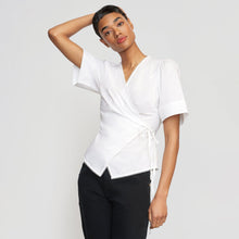 Chidi Structured Short-Sleeve Wrap Blouse | White