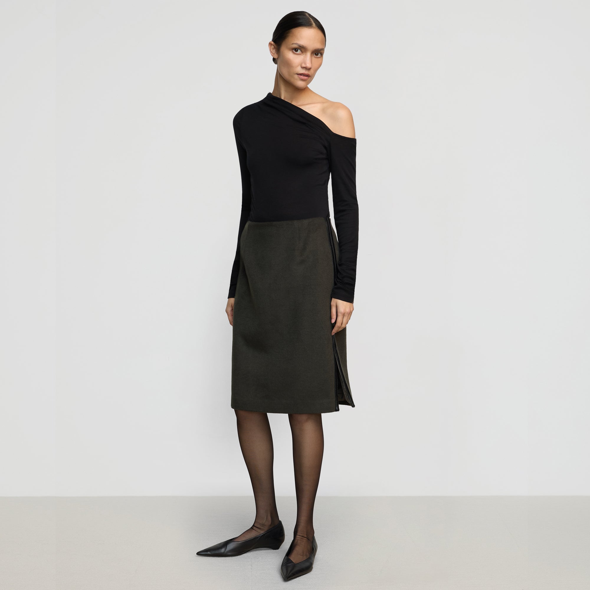 Charlotte | Colette Contrast Leather-Trim Skirt Size Small 