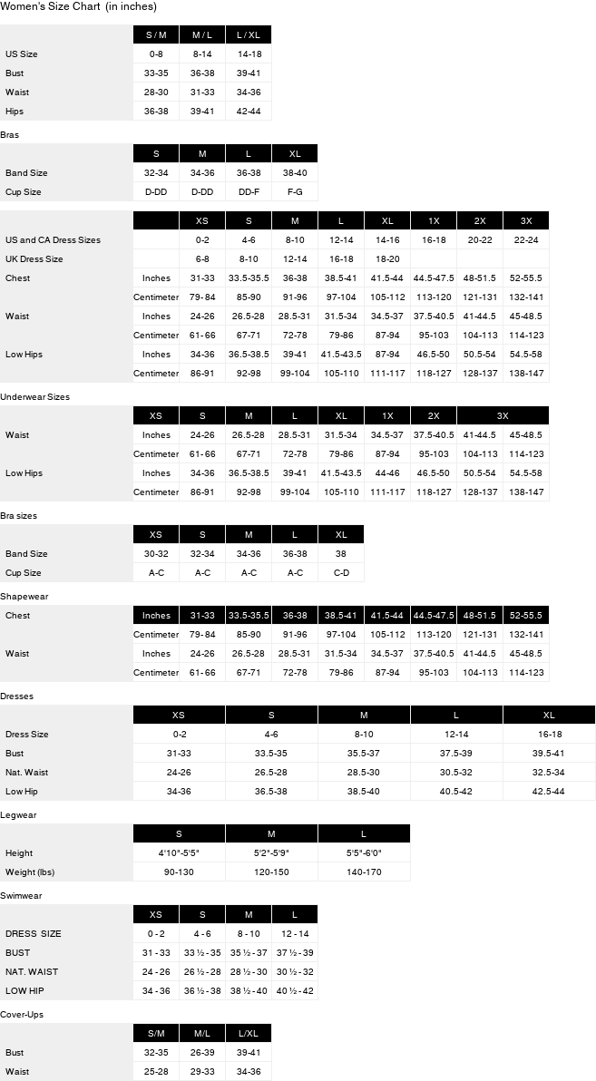 Product size guide