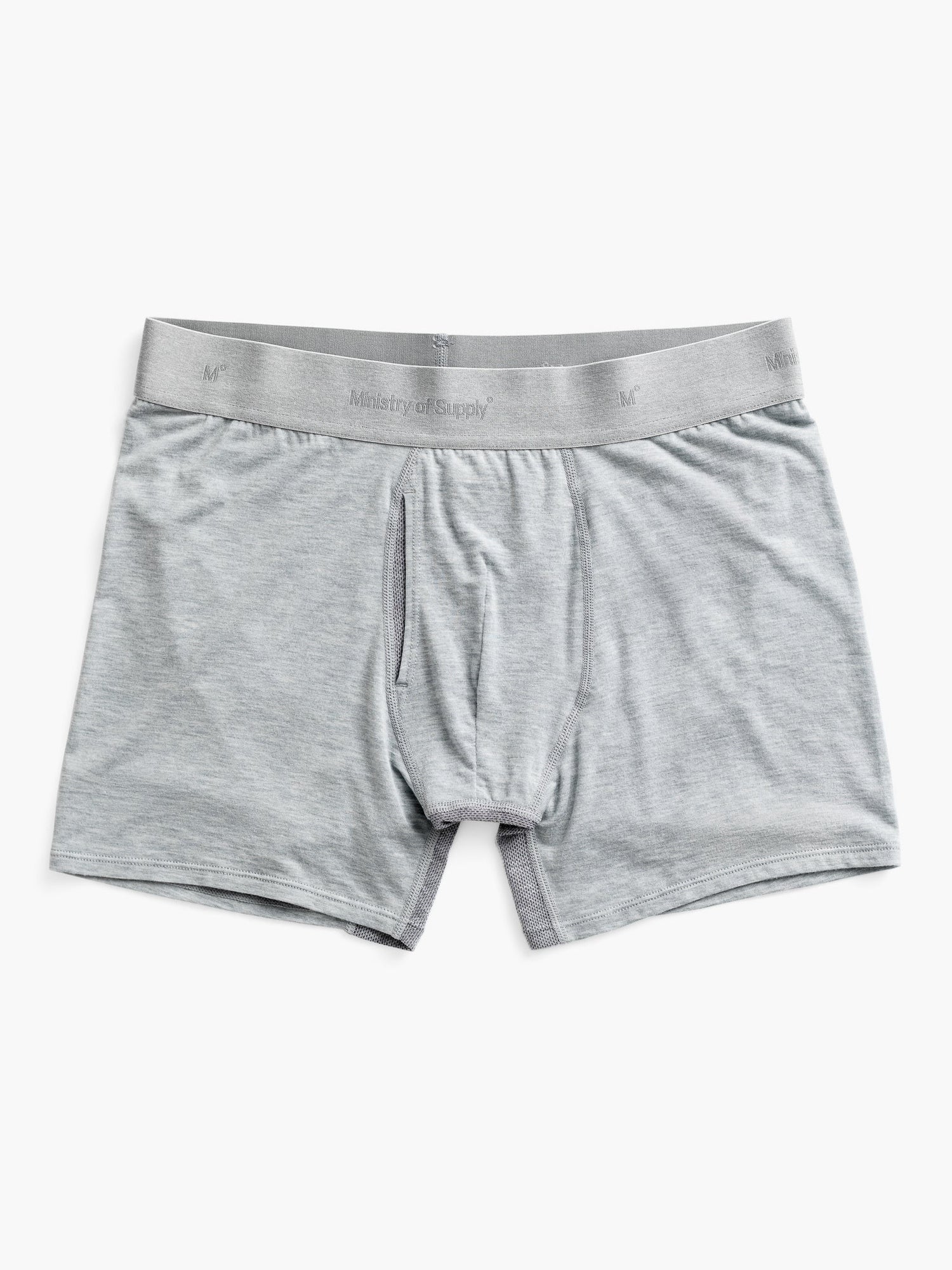 mes composite merino boxer brief light grey heather front full flat