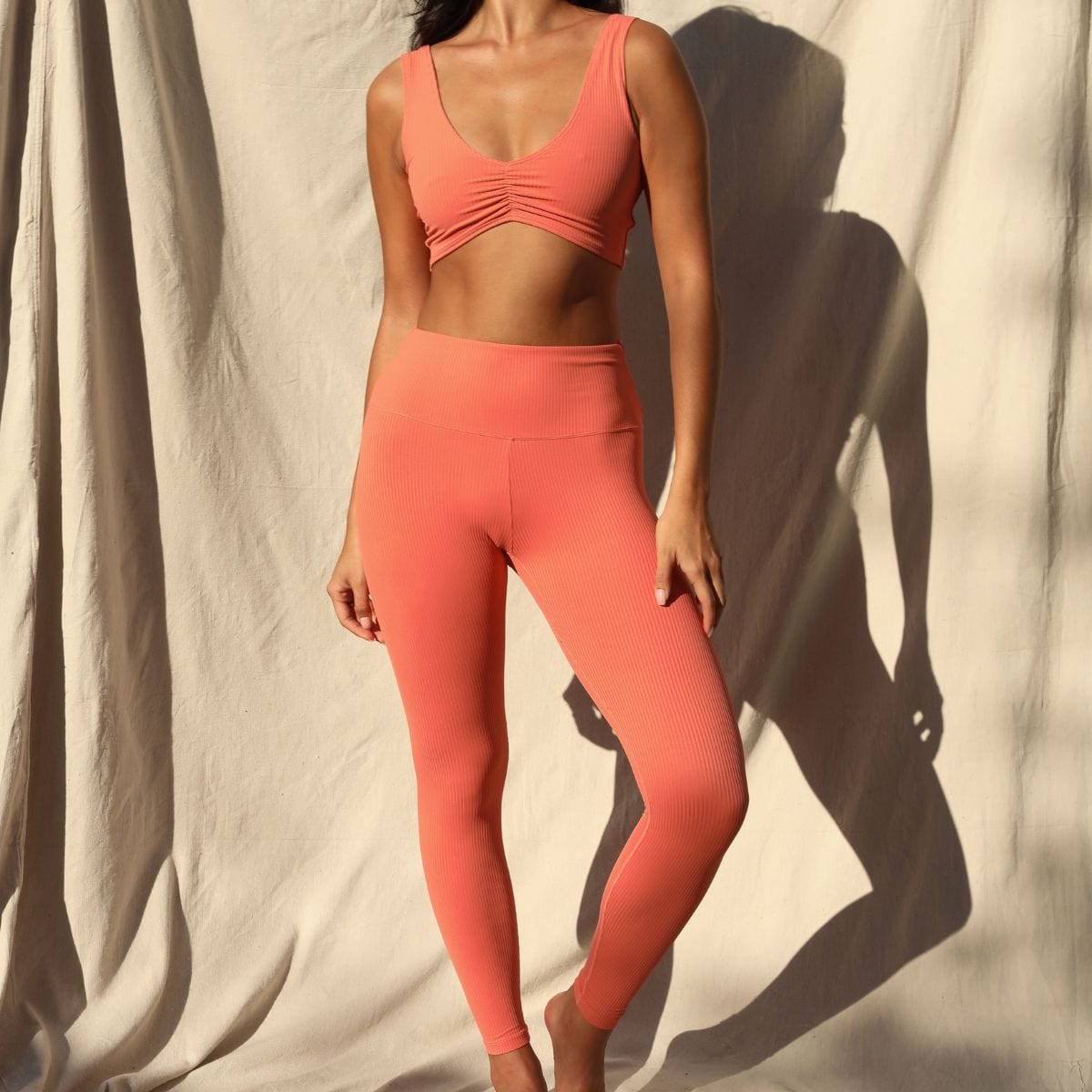 Wide Band Legging | Coral Rib