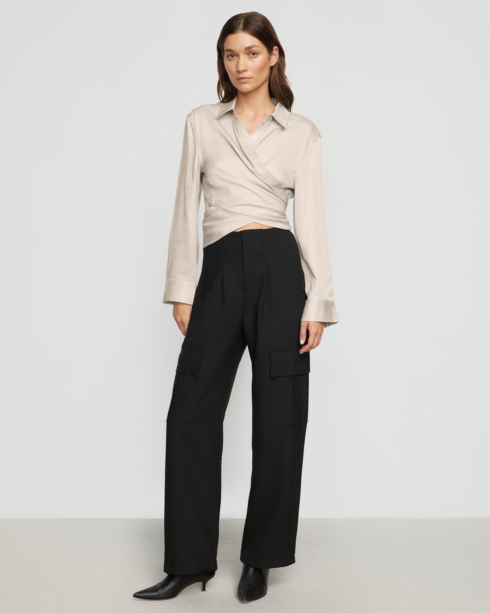 Renée | Cory Satin Tencel Wrap Blouse in Size Small