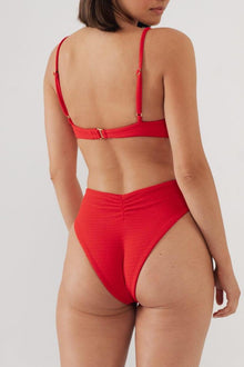 Dainty Bikini Top | Crimson Micro Scrunch