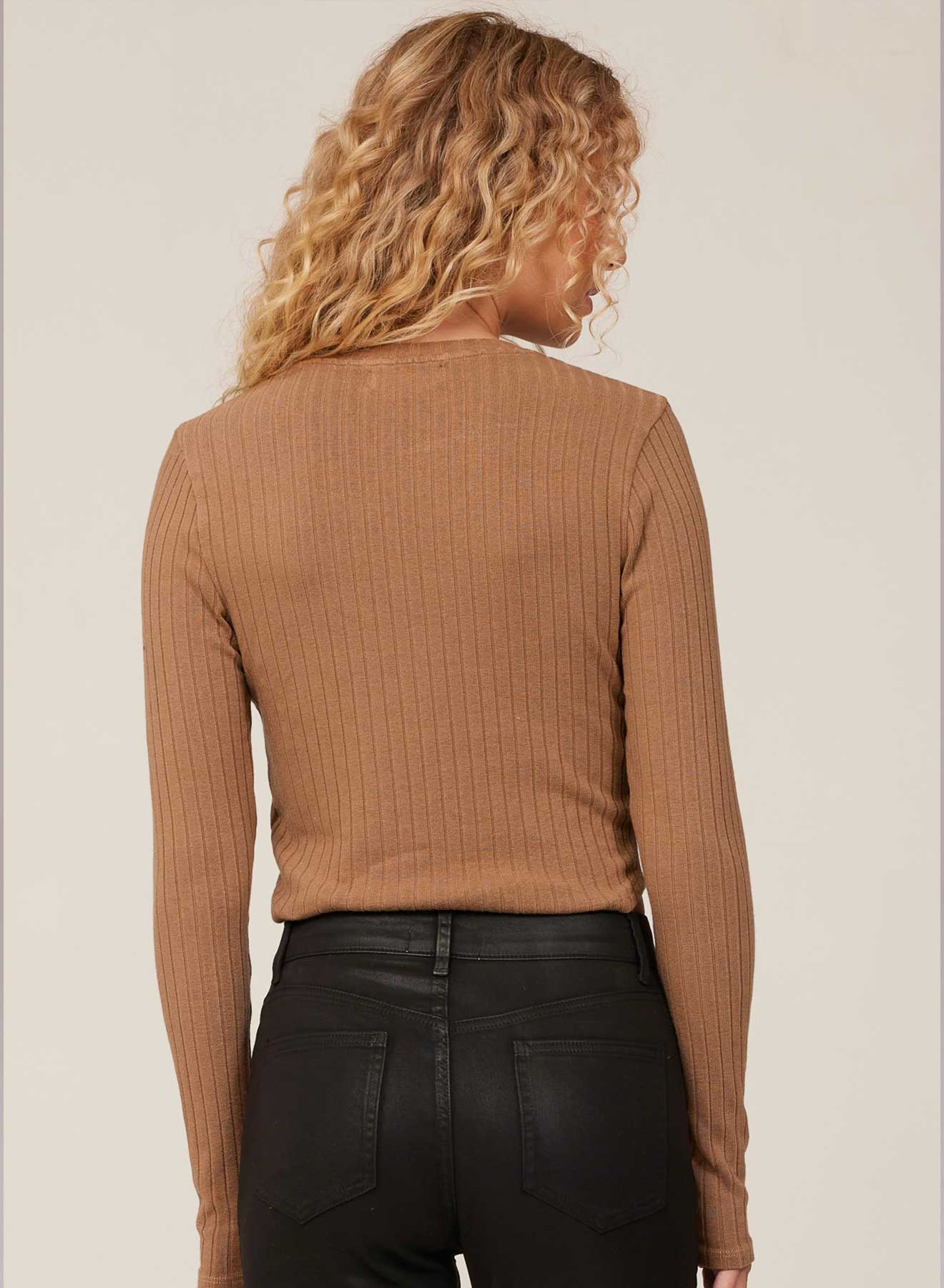 Long Sleeve Crop Crew Neck - Iced Mocha