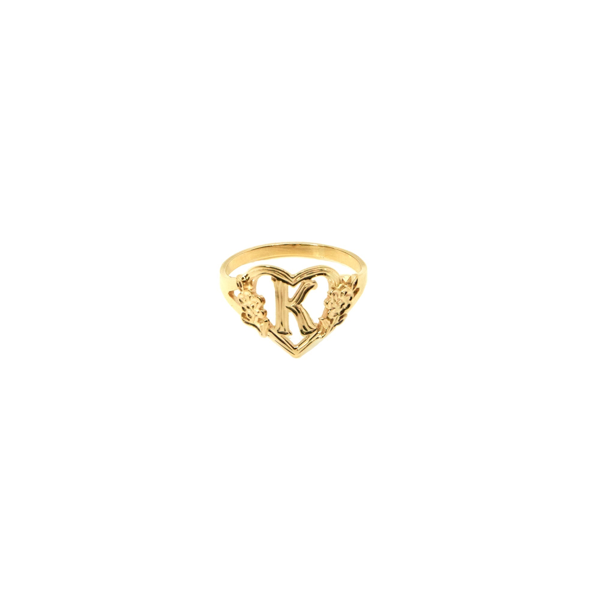 The Cutout Flower Heart Letter Ring | Sterling Silver | Size 8