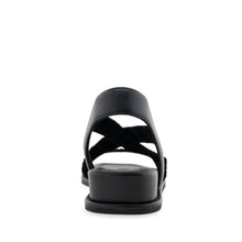 Bora Sandal Wedge | Black Rouched Elastic Fabric