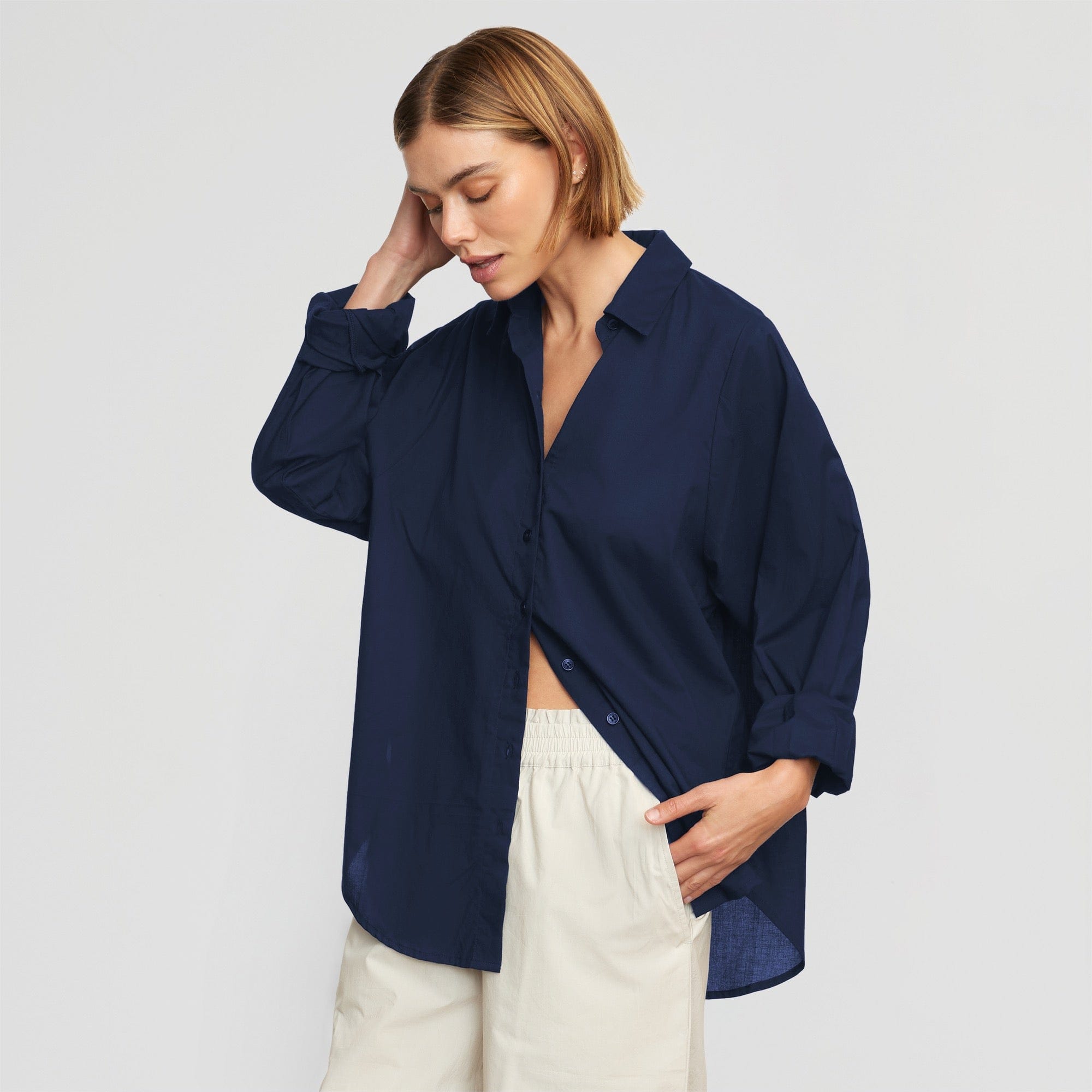 Dakota Oversized Organic Cotton Shirt | Indigo