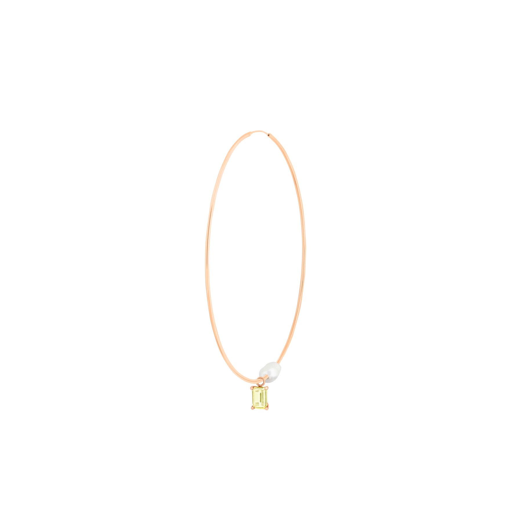 Solo Large Lemon Quartz Hoops | 18K Rose Gold