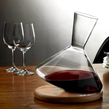 Balance Wine Decanter With Wooden Base | Clear Crystal/Wood