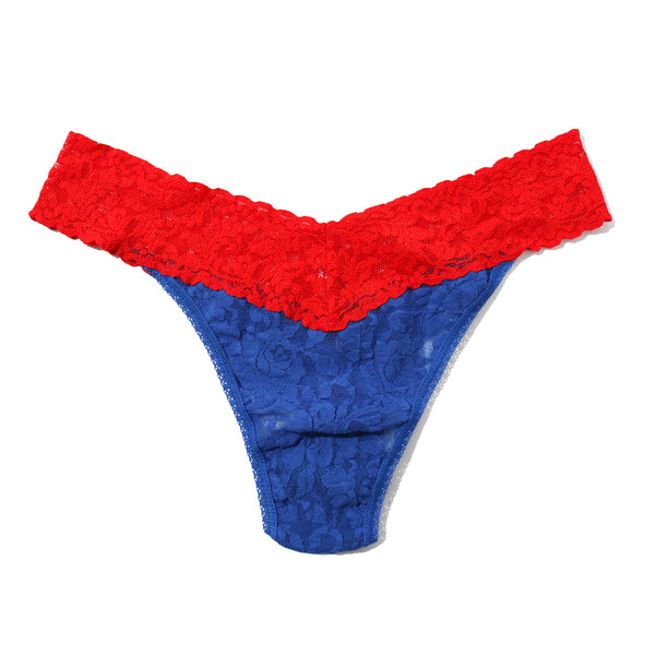 Signature Lace Original Rise Thong | Atlantis Blue x Siracha Red
