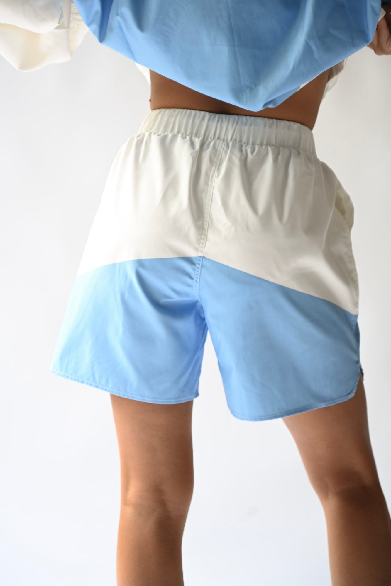 Crew Color Block Unisex Shorts | White & Blue