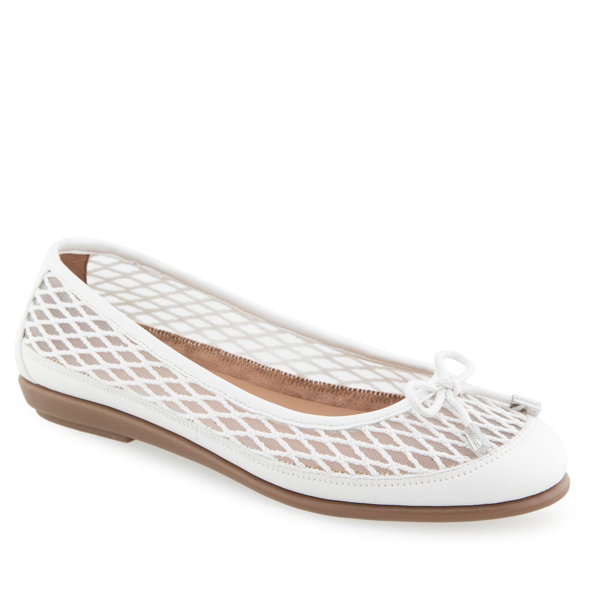 Bria Casual Flat | White Mesh Fabric