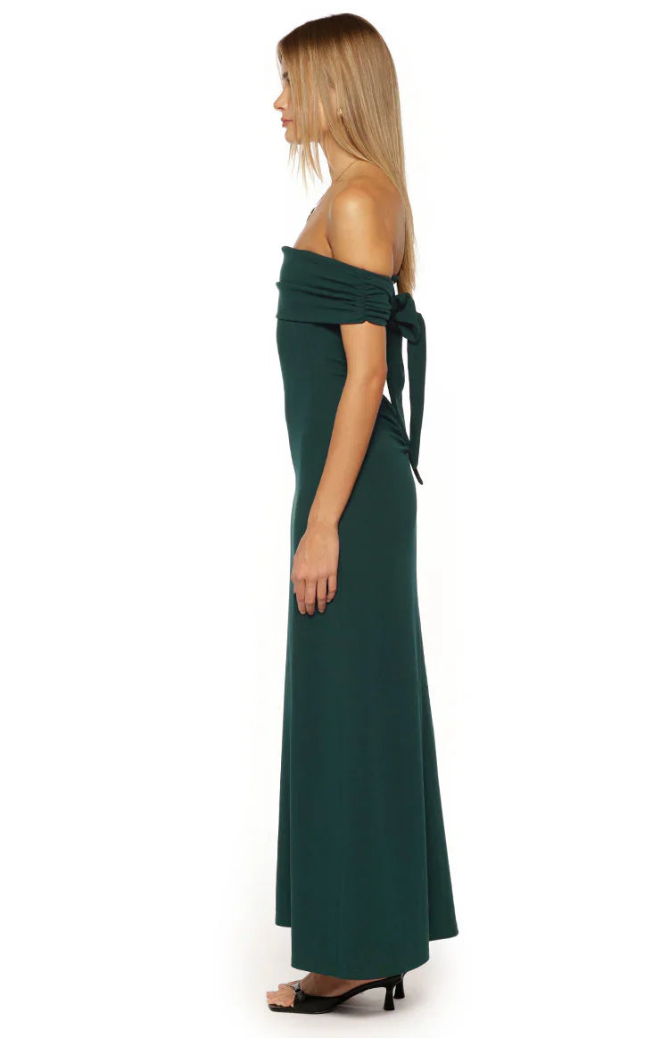 Erica Crepe Off the Shoulder Maxi Dress | Teal