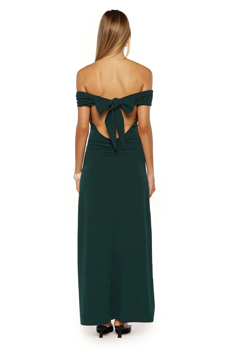 Erica Crepe Off the Shoulder Maxi Dress | Teal