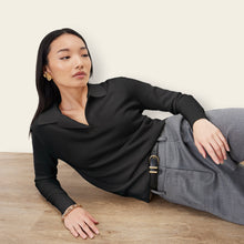 Womens | Camila Airy Cashmere Collared Sweater | Black